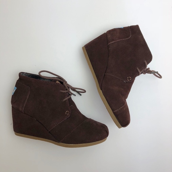 Brown Suede Wedge Ankle Boots - Picture 1 of 5